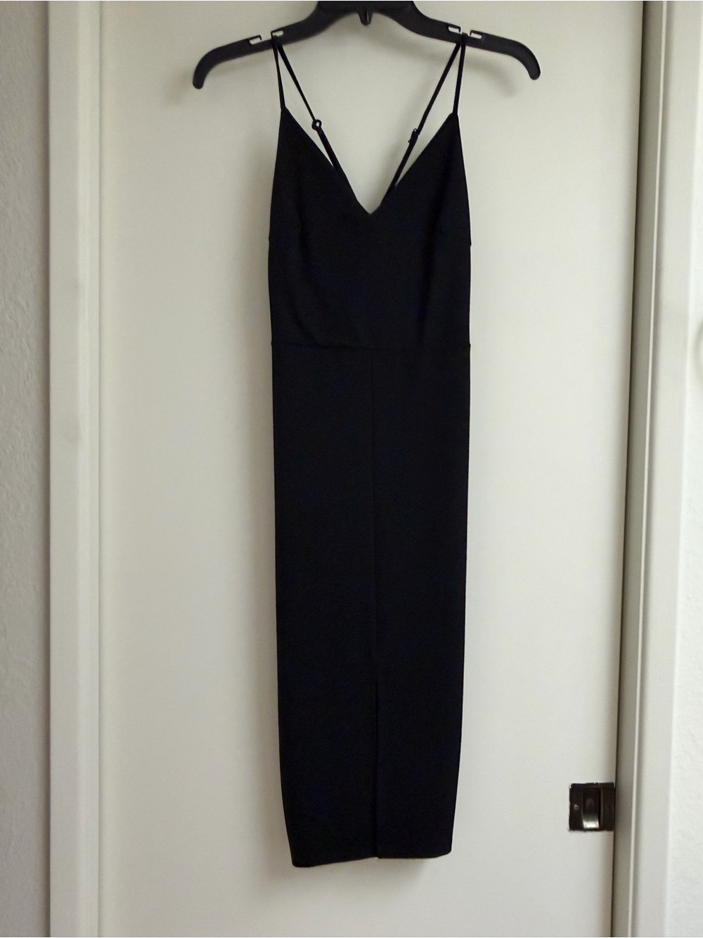NWT Aqua Black Midi Slip Dress with Double Spaghetti Straps